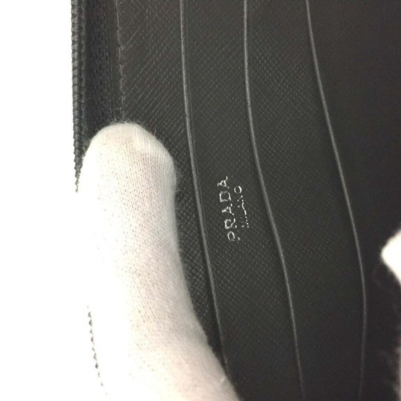 00751098# Prada Wallet Long Logo Plate Nylon Zip Around - Picture 8 of 9